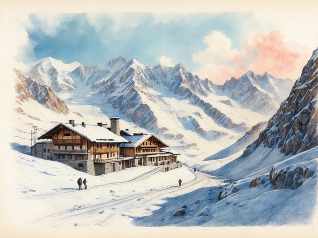 Auf dem Bild ist eine winterliche Landschaft zu sehen, die eine alpine Umgebung darstellt. Im Vordergrund erkennt man ein zweigeschossiges Holzgebäude, das typisch für die Region Obergurgl-Hochgurgl ist. Diese Gegend ist bekannt für ihre beeindruckenden Berge und Schneelandschaften, die sowohl Wintersportler als auch Naturliebhaber anziehen.Die Geschichte von Obergurgl-Hochgurgl erzählt von der Entwicklung dieser Region zu einem beliebten Skiort, der für seine hervorragenden Pisten und die schöne Natur bekannt ist. Die majestätischen Berge im Hintergrund und die schneebedeckten Wege laden zu Aktivitäten wie Skifahren und Wandern ein, was die Region besonders attraktiv macht.In der Darstellung kann man auch Spaziergänger erkennen, die den Weg entlang gehen, was die Idylle und Ruhe dieser malerischen Berglandschaft unterstreicht. Obergurgl-Hochgurgl ist nicht nur ein Ziel für Sportler, sondern bietet auch eine aufmerksame Verbindung zur Natur und zur alpinen Tradition.