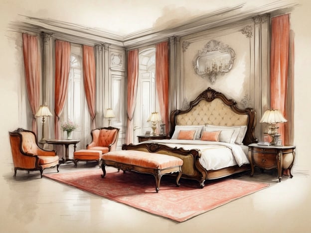 Auf dem Bild ist ein elegantes Schlafzimmer mit einem großen, gepolsterten Bett, stilvollen Möbeln und sanften Farben zu sehen. Die Einrichtung vermittelt ein Gefühl von Luxus und Komfort.
In den NH Hotels würden solche Zimmeroptionen möglicherweise in der Kategorie „Junior Suite“ oder „Premium Zimmer“ zu finden sein. Diese Varianten bieten in der Regel größere Räume mit zusätzlichen Annehmlichkeiten, komfortablen Sitzbereichen und höherwertiger Ausstattung. Außerdem könnte es sich um ein „Royal Zimmer“ handeln, das mit besonders luxuriösen Details ausgestattet ist, wie z.B. einem opulenten Bett und stilvollen Dekorationen.