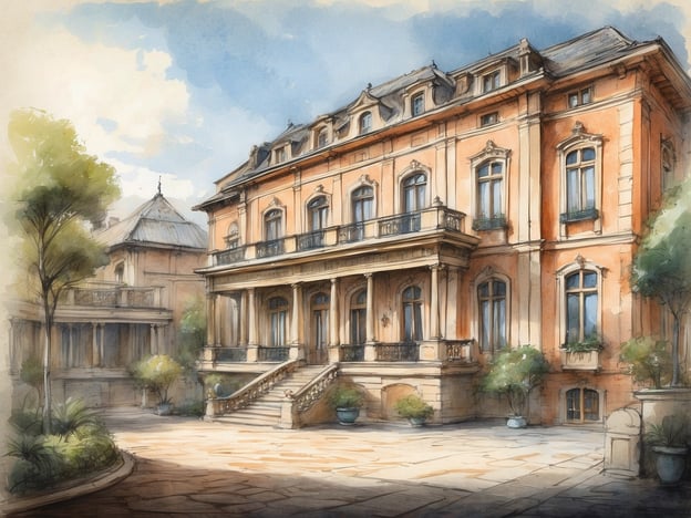 Das Bild zeigt eine elegante, historisch anmutende Fassade eines Gebäudes, das aus warmen, hellen Farben besteht und über architektonische Details wie Säulen, große Fenster und einen herrlichen Eingangsbereich verfügt. Diese Darstellung könnte stark an das NH Hotels Gran Hotel Provincial erinnern, das bekannt für seine majestätische Architektur und seinen charmanten Stil ist.
Das NH Hotels Gran Hotel Provincial bietet oft eine luxuriöse Unterbringung und ist bekannt für seine hervorragenden Annehmlichkeiten sowie eine zentrale Lage, die es Gästen ermöglicht, die Umgebung bequem zu erkunden. Viele dieser Hotels kombinieren modernen Komfort mit historischem Flair, was sie zu einer beliebten Wahl für Reisende macht.
