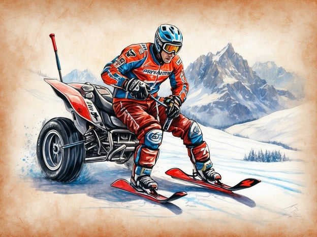 Auf dem Bild ist ein Skifahrer zu sehen, der auf einem Schneegebiet fährt. Er trägt eine farbenfrohe Skiausrüstung und fährt auf Skiern, während er sich neben einem Quad befindet. Die Umgebung zeigt eine alpine Landschaft mit schneebedeckten Bergen im Hintergrund, die an die Region Courchevel erinnert.Courchevel ist bekannt für seine erstklassigen Skipisten und bietet zahlreiche Aktivitäten im Schnee, darunter Skifahren und Snowboarden. Diese Skiregion zieht sowohl Anfänger als auch erfahrene Skifahrer an und hat sich einen Namen als Ziel für Wintersportler gemacht.