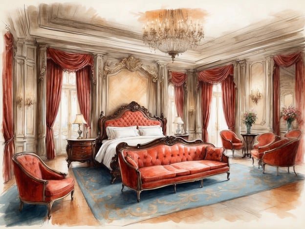 Auf dem Bild ist ein elegantes Hotelzimmer zu sehen, das mit luxuriösen Möbeln und opulenter Dekoration ausgestattet ist. Die rote Farbgebung und die kunstvollen Details vermitteln ein Gefühl von Komfort und Stil.
In einem NH Hotels Hotel Casino könnten Sie eine Vielzahl von Annehmlichkeiten und Services genießen, darunter:
- Schicke, komfortable Zimmer mit stilvollem Interieur
- 24-Stunden Zimmerservice
- Ein erstklassiges Restaurant mit abwechslungsreicher Küche
- Zugang zum Casino für Unterhaltung und Spielmöglichkeiten
- Wellnessbereich mit Sauna und Fitnessstudio
- Veranstaltungsmöglichkeiten für Meetings und Feiern
- Kostenloses WLAN und praktische Parkmöglichkeiten
Diese Annehmlichkeiten sorgen dafür, dass Ihr Aufenthalt sowohl entspannend als auch aufregend ist.