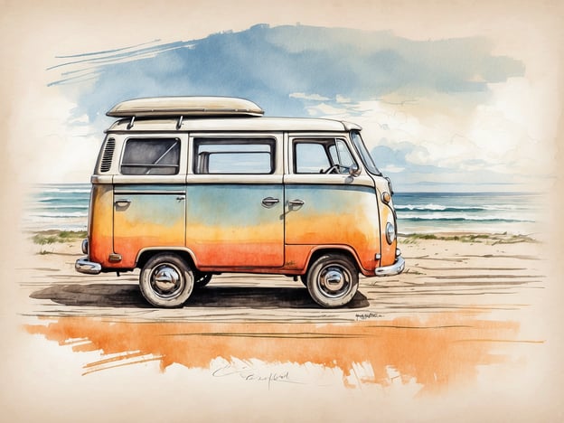 Auf dem Bild ist ein bunter VW-Bus zu sehen, der am Strand parkt, mit einer malerischen Küstenlandschaft im Hintergrund. Hier sind einige praktische Tipps für Ihren Urlaub auf Rügen:1. **Erkunden Sie die Strände**: Rügen bietet viele wunderschöne Strände. Besuchen Sie den Hauptstrand von Binz oder den klaren Strand von Sellin.2. **Besichtigen Sie die Kreidefelsen**: Ein Muss ist der Besuch der berühmten Kreidefelsen im Nationalpark Jasmund. Der Ausblick von der Aussichtsplattform ist beeindruckend.3. **Fahrradfahren**: Rügen hat viele Radwege, die durch malerische Landschaften führen. Ein Fahrradausflug ist eine tolle Möglichkeit, die Insel zu erkunden.4. **Lokale Küche probieren**: Kosten Sie frischen Fisch in einem der vielen Restaurants oder probieren Sie regionale Spezialitäten wie Rügener Wurst.5. **Wanderungen unternehmen**: Genießen Sie die Natur beim Wandern. Es gibt zahlreiche Wanderwege, die durch Wälder und an der Küste entlang führen.6. **Ausflüge zu Sehenswürdigkeiten**: Besuchen Sie das Kap Arkona oder die alte Seebrücke in Sellin für tolle Fotomöglichkeiten und schöne Ausblicke.Viel Spaß bei Ihrem Urlaub auf Rügen!
