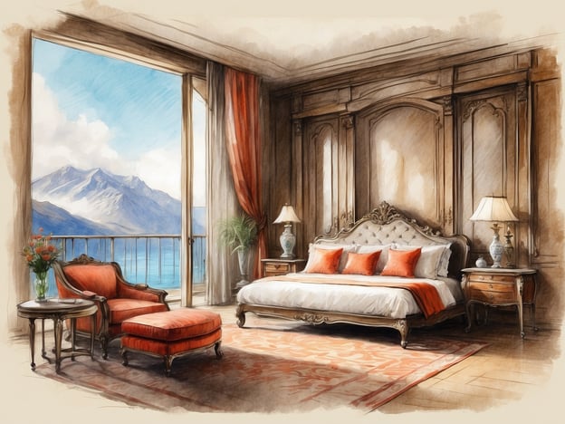 Auf dem Bild ist ein elegantes Schlafzimmer zu sehen, das durch große Fenster mit Aussicht auf Berge und Wasserlicht erfüllt ist. Die Einrichtung ist stilvoll, mit einem großen Bett, bequemen Sesseln und dekorativen Elementen.
Bezüglich NH Hotels in Las Palmas: Die Hotels bieten moderne Unterkünfte mit Annehmlichkeiten wie kostenlosem WLAN, einem Fitnessstudio und Restaurants mit regionaler Küche. Die Lage in der Nähe des Strandes macht sie ideal für Erholungssuchende und Geschäftsreisende. Gästen werden oft auch hervorragende Sicht auf das Meer und die Umgebung geboten.