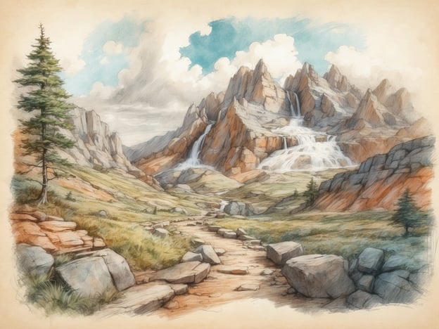 Auf dem Bild ist eine malerische Berglandschaft mit beeindruckenden Felsen, einem Wasserfall und einer grünen Wiese zu sehen. Diese Szenerie könnte in einem Nationalpark oder einem Gebirgsgebiet liegen, ideal für Freizeitaktivitäten wie Wandern, Klettern oder Fotografieren.
In der Umgebung gibt es vermutlich zahlreiche Wanderwege, die atemberaubende Ausblicke auf die Berge bieten. Besucher könnten auch ein Picknick in der Natur machen oder die Tierwelt beobachten. An einem solchen Ort sind oft auch Möglichkeiten zum Camping oder für geführte Touren verfügbar, um die Schönheit der Natur hautnah zu erleben.