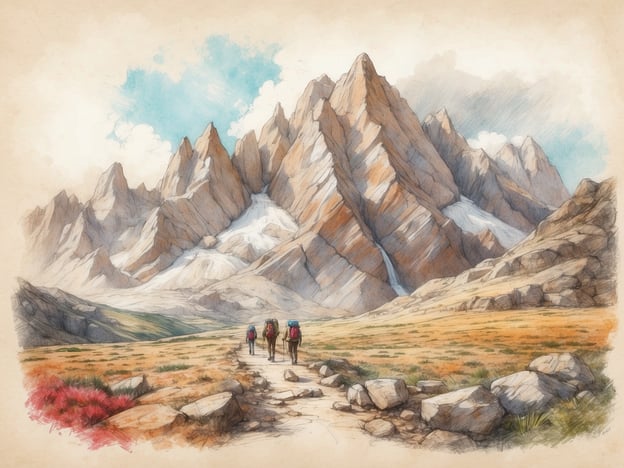 Auf dem Bild sind Wanderer zu sehen, die in einer beeindruckenden Berglandschaft unterwegs sind. Diese Szene eignet sich hervorragend für verschiedene Freizeitmöglichkeiten und Ausflugsziele.
Hier sind einige Vorschläge:
1. **Wandern**: Die majestätischen Berge laden zu ausgedehnten Wanderungen ein. Es gibt zahlreiche Wanderwege, die verschiedene Schwierigkeitsgrade bieten.
2. **Bergsteigen**: Für Abenteuerlustige bieten sich auch Klettertouren an, um die Gipfel zu erklimmen und die atemberaubende Aussicht zu genießen.
3. **Naturerkundung**: Die Umgebung eignet sich ideal für Naturbeobachtungen, sei es bei der Vogelbeobachtung oder beim Entdecken seltener Pflanzen.
4. **Fotografie**: Die beeindruckende Kulisse ist ein hervorragendes Ziel für Fotografen, um die Schönheit der Natur festzuhalten.
5. **Picknick**: An malerischen Plätzen kann ein schönes Picknick mit Freunden oder der Familie veranstaltet werden.
Diese Aktivitäten bieten eine wunderbare Möglichkeit, die Frischluft und die Natur zu genießen.