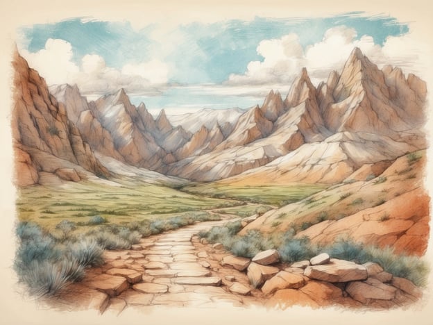 Auf dem Bild ist eine beeindruckende, gebirgige Landschaft mit einem gewundenen Pfad zu sehen, der durch ein Tal führt. Die markanten Bergformationen umgeben die Szene, und der Himmel ist leicht bewölkt, was eine ruhige Atmosphäre schafft.
In der Umgebung könnten Aktivitäten wie Wandern oder Mountainbiken möglich sein, da die Landschaft einladend wirkt und zahlreiche Trails bietet. Außerdem könnten malerische Aussichtspunkte besucht werden, um die spektakulären Berge und Täler zu bewundern. Naturliebhaber könnten die Flora und Fauna der Region erkunden, während Fotografen die eindrucksvollen Kulissen festhalten. Auch das Campen unter dem Sternenhimmel wäre in einem solchen Gebiet ein unvergessliches Erlebnis.
