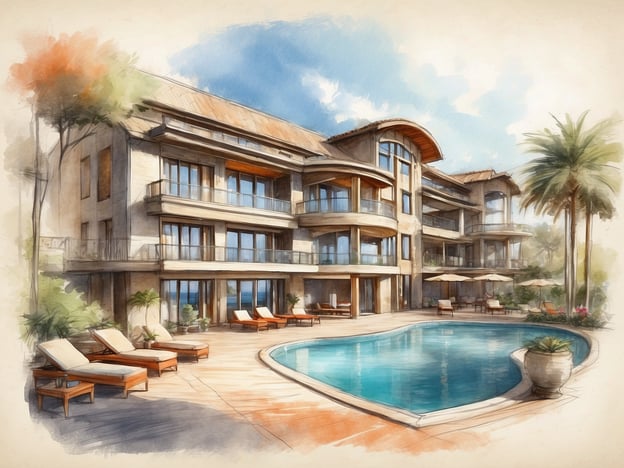 Auf dem Bild ist eine stilisierte Darstellung eines modernen Gebäudes mit einem Pool und Liegen zu sehen. Es hat große Fenster und einen eleganten, sonnigen Außenbereich, umgeben von Pflanzen.
### Überblick über NH Hotels in Maastricht
Die NH Hotels in Maastricht bieten eine komfortable Unterkunft mit modernen Annehmlichkeiten. Diese Hotels sind ideal gelegen, um die Sehenswürdigkeiten der Stadt zu erkunden. Gäste können verschiedene Services wie kostenloses WLAN, Frühstücksbuffets und Konferenzeinrichtungen erwarten. Die Hotels sind bekannt für ihren freundlichen Service und die angenehme Atmosphäre. Außerdem gibt es oft Fitnessräume und hoteleigene Restaurants, die lokale und internationale Küche servieren.