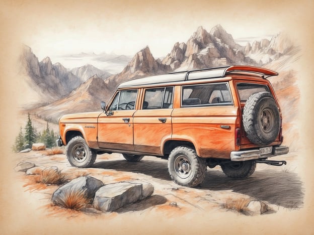 Auf dem Bild ist ein orangefarbener Geländewagen zu sehen, der in einer bergigen Landschaft geparkt ist. Diese Umgebung lädt zu verschiedenen Freizeitangeboten ein, wie zum Beispiel:
1. **Wandern**: Die malerischen Berge bieten zahlreiche Wanderwege für unterschiedliche Schwierigkeitsgrade.
2. **Camping**: Die natürliche Umgebung ist ideal für Campingausflüge und Übernachtungen in der Natur.
3. **Offroad-Fahren**: Der Geländewagen ist perfekt für Abenteuerfahrten abseits befestigter Straßen.
4. **Naturbeobachtung**: Die Berglandschaft ist ein hervorragender Ort, um die lokale Flora und Fauna zu erkunden.
5. **Fotografie**: Die beeindruckende Landschaft eignet sich gut für Landschaftsfotografie und fantastische Aussichten.
Solche Aktivitäten machen einen Ausflug in die Berge zu einem unvergesslichen Erlebnis.