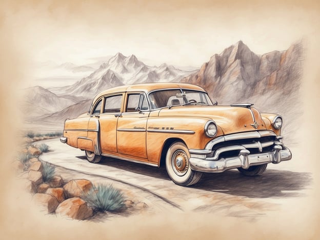 Auf dem Bild ist ein klassisches, orangfarbenes Auto zu sehen, das auf einer kurvigen Straße in einer bergigen Landschaft fährt. Diese Szenerie könnte mit verschiedenen Dienstleistungen und Einrichtungen in Verbindung stehen, wie zum Beispiel:
1. **Autovermietung** – Eine Möglichkeit, dieses Fahrzeug für einen Roadtrip zu mieten.
2. **Tankstelle** – Ein Halt, um das Auto mit Treibstoff zu versorgen.
3. **Hotel oder Gästehaus** – Ein Ort, an dem Reisende übernachten können, nachdem sie die umliegenden Sehenswürdigkeiten erkundet haben.
4. **Touristeninformation** – Eine Anlaufstelle für Informationen über Sehenswürdigkeiten und Aktivitäten in der Region.
Die Kombination aus Auto und Landschaft umreißt ein typisches Reisemotiv, das die Infrastruktur für Touristen und Reisende widerspiegelt.