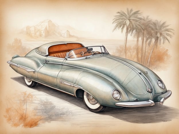 Auf dem Bild ist ein klassisches Fahrzeug aus der Vergangenheit zu sehen. Es handelt sich um einen stilvollen Oldtimer, der durch seine geschwungene Form und die elegante Farbgebung besticht. Der Wagen scheint in einem historischen Kontext platziert zu sein, möglicherweise vor einer Kulisse mit palmenbestandenen Landschaften.
In Bezug auf die Geschichte der NH Hotels könnte man sagen, dass wie bei diesem Oldtimer, der Fokus auf Tradition und Qualität gelegt wird. NH Hotels wurden 1978 gegründet und haben sich seitdem einen Namen gemacht, indem sie hochwertigen Service und Komfort bieten. Diese Werte spiegeln sich in der klassischen Anmutung des Fahrzeugs wider, das für viele eine nostalgische Verbindung zur Vergangenheit herstellt.