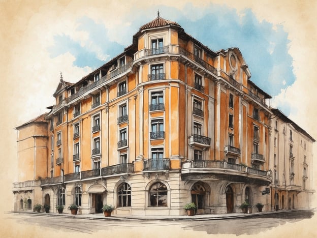 Das Bild zeigt das NH Hotel Oviedo Principado, ein charmantes Hotel in Oviedo, Spanien. Das Gebäude hat eine auffällige orangefarbene Fassade und zeichnet sich durch seine elegante Architektur aus.
Das NH Hotel Oviedo Principado befindet sich in einem ehemaligen Palast, der im 20. Jahrhundert erbaut wurde. Es liegt im Herzen der Stadt und bietet eine ideale Lage für Reisende, die die kulturellen und historischen Sehenswürdigkeiten Oviedos erkunden möchten. Das Hotel kombiniert modernen Komfort mit historischen Elementen und bietet seinen Gästen eine warme, einladende Atmosphäre, in der sie sich entspannen können.