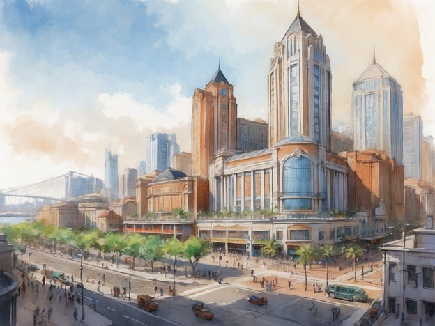 Auf dem Bild ist eine lebhafte Stadtansicht mit modernen Gebäuden, Straßen und einer Fußgängerpromenade zu sehen. Die Architektur deutet auf eine städtische Umgebung hin, die möglicherweise ein wichtiger Geschäftszentrum ist.
In Frankfurt gibt es zwei NH Hotels, die sich in der Nähe solcher urbaner Szenerien befinden:
1. **NH Collection Frankfurt City** – Zentral gelegen, ideal für Geschäftsreisende und Touristen.
2. **NH Frankfurt Airport** – Nahe dem Flughafen, gut für Reisende, die schnell in die Stadt oder zum Flughafen gelangen möchten.
Solche Hotels wären typische Anlaufpunkte für Besucher, die die Stadt erkunden möchten.
