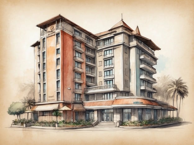 Das Bild zeigt ein architektonisches Design eines Hotels, das möglicherweise zu einer NH Hotelgruppe gehört. NH Hotels sind bekannt für ihre moderne und elegante Gestaltung, die Komfort und Funktionalität vereint. Die Hotels bieten in der Regel eine Vielzahl von Annehmlichkeiten, darunter Restaurant, Konferenzräume und Wellness-Bereiche.
Auf dem Bild sind klare Linien und eine ansprechende Fassadengestaltung zu erkennen, die für eine angenehme Atmosphäre sorgen. Die Verwendung von Pflanzen und Landschaftsgestaltung rund um das Gebäude trägt zur einladenden Umgebung bei.
