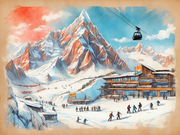 Auf dem Bild sieht man eine malerische Berglandschaft, die typisch für Avoriaz ist. Im Vordergrund sind Skifahrer und Spaziergänger zu sehen, die die verschneite Umgebung genießen. Es gibt eine Seilbahn, die die Besucher zu den höheren Pisten bringt, und im Hintergrund erstrecken sich majestätische Berggipfel.In Avoriaz kann man viele Aktivitäten unternehmen, wie Skifahren, Snowboarden, Schneeschuhwandern und Langlaufen. Auch das Après-Ski und die gemütlichen Berghütten tragen zur Erholung nach einem Tag auf den Pisten bei.