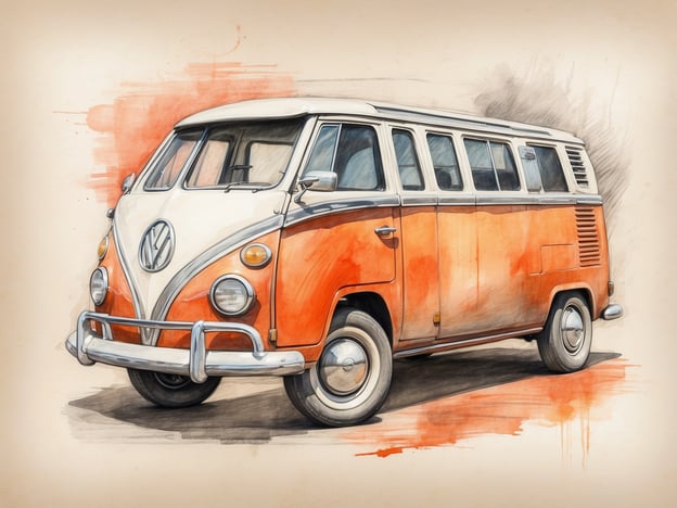 Auf dem Bild ist ein klassischer Volkswagen Bulli in einer orange-weißen Farbgebung zu sehen. Das Fahrzeug hat die typischen Merkmale eines Bullis, einschließlich der runden Scheinwerfer und der charakteristischen Form.Wenn ich die Ausstattung eines NH Hotels berücksichtige, könnte man sagen, dass dieser Bulli, ähnlich wie die Einrichtungen in einem NH Hotel, eine Kombination aus Komfort und Funktionalität darstellt. Die retro-inspirierte Gestaltung des Fahrzeugs könnte gut in ein modernes Hotelumfeld passen, wo gemütliche und stilvolle Elemente geschätzt werden.