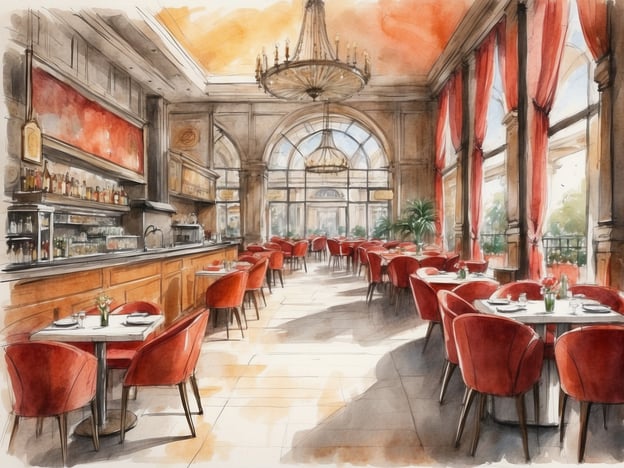 Auf dem Bild ist ein elegantes Restaurant mit roten Stühlen und einem hellen, freundlichen Ambiente zu sehen. Es gibt große Fenster, die viel Tageslicht hereinlassen, und eine stilvolle Einrichtung.
In der Nähe von NH Hotels gibt es zahlreiche empfehlenswerte Restaurants und Aktivitäten. Zum Beispiel:
1. **Restaurants**:
- **Restaurant XYZ**: Bietet eine moderne internationale Küche und hat eine tolle Terrasse.
- **Bistro ABC**: Bekannt für seine traditionellen Gerichte und eine gemütliche Atmosphäre.
- **Café im NH Hotel**: Ideal für einen schnellen Snack oder Kaffee.
2. **Aktivitäten**:
- **Stadtführungen**: Entdecken Sie die Sehenswürdigkeiten der Stadt mit einer geführten Tour.
- **Museumsbesuche**: Nahegelegene Museen bieten interessante Ausstellungen.
- **Parks und Grünanlagen**: Perfekt für einen entspannenden Spaziergang oder ein Picknick.
Diese Optionen sorgen dafür, dass Sie eine angenehme Zeit in der Nähe der NH Hotels haben!