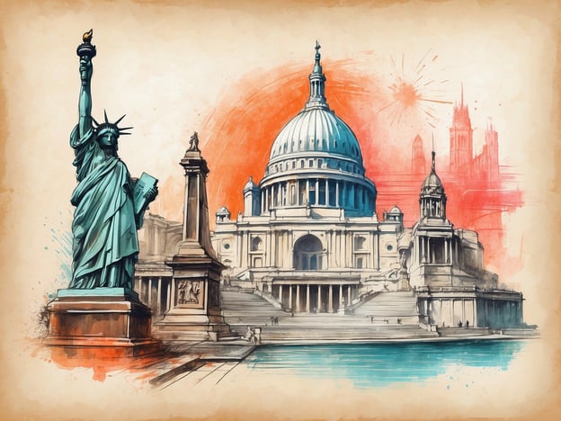 Auf dem Bild sind zwei ikonische Wahrzeichen zu sehen: die Freiheitsstatue und die Kathedrale St. Paul in London. In der Nähe von NH Hotels gibt es viele Sehenswürdigkeiten.
In der Nähe der NH Hotels in London kann man beispielsweise die Tower Bridge, das London Eye oder die Britische Bibliothek besuchen. In New York, nahe der NH Hotels, sind Attraktionen wie der Central Park, das Museum of Modern Art (MoMA) und das Empire State Building leicht zu erreichen.