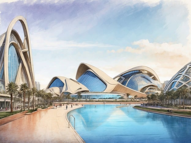 Auf dem Bild ist eine futuristische Architektur zu sehen, die stark an die Ciudad de las Artes y las Ciencias in Valencia erinnert. Diese beeindruckenden Gebäude sind von funktionalistischen und organischen Formen geprägt und liegen in einer weitläufigen, parkähnlichen Umgebung mit Wasserflächen und Palmen.
Das NH Hotel Valencia Las Ciencias befindet sich in unmittelbarer Nähe zu dieser Attraktion, sodass es einen idealen Ausgangspunkt für Besuche der beeindruckenden Architektur und der kulturellen Einrichtungen der Stadt bietet.