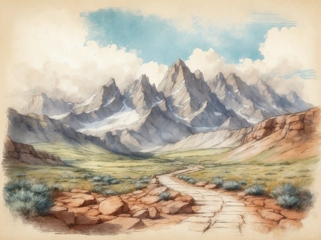 Auf dem Bild sind majestätische Berge zu sehen, die von einer abwechslungsreichen Landschaft umgeben sind. Ein schmaler, steiniger Weg führt durch das Tal und lädt zum Erkunden ein. In der Umgebung könnte man:
1. **Wandern**: Die Berge bieten zahlreiche Wanderwege mit atemberaubenden Ausblicken.
2. **Naturbeobachtung**: Die Vielfalt an Flora und Fauna könnte perfekt für Vogel- und Tierbeobachtungen sein.
3. **Fotografie**: Die malerische Landschaft bietet exzellente Motive für Fotografen.
4. **Picknicken**: Ein ruhiger Ort in der Natur, ideal für eine entspannte Pause.
5. **Felsenklettern**: Einige der Felsen könnten geeignete Kletterrouten für Abenteuerlustige bieten.
Die Kombination von Gebirgen und weiten Wiesen schafft eine hervorragende Kulisse für verschiedene Outdoor-Aktivitäten.