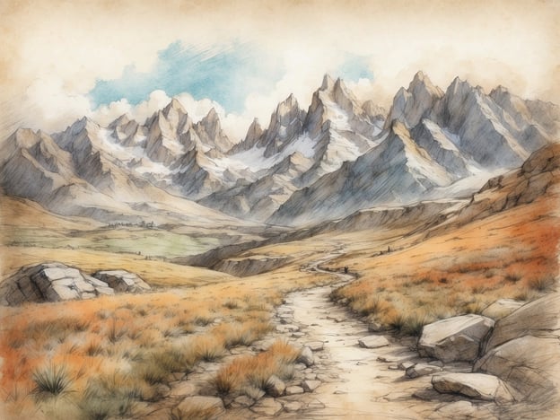 Auf dem Bild sind majestätische Berge und eine landschaftliche Umgebung mit einem Weg zu sehen. Die Berge scheinen schroff und mit Schnee bedeckt zu sein, während die Landschaft im Vordergrund sanfte Hügel und Gras zeigt.### Tipps für Ausflüge und Sehenswürdigkeiten in der Umgebung:1. **Wanderungen**: Wenn Sie in den Bergen sind, gibt es oft zahlreiche Wanderwege für unterschiedliche Schwierigkeitsgrade. Informieren Sie sich über lokale Wanderkarten.2. **Berghütten**: Besuchen Sie eine Berghütte oder ein Restaurant mit typischer regionaler Küche. Es ist eine großartige Möglichkeit, lokale Spezialitäten zu probieren und sich zu erholen.3. **Naturparks**: In der Nähe könnten sich Naturparks befinden, die sich hervorragend für Tagesausflüge eignen. Hier können Sie oft auch verschiedene Tierarten beobachten.4. **Fotografie-Touren**: Nutzen Sie die atemberaubende Landschaft für Fotografie. Der Sonnenaufgang oder Sonnenuntergang über den Bergen kann spektakulär sein.5. **Kulturelle Sehenswürdigkeiten**: In der Nähe der Berge gibt es oft kleine Dörfer oder Städte mit historischen Gebäuden, Museen oder lokalen Märkten, die einen Besuch wert sind.Nutzen Sie die Gelegenheit, die Schönheit der Natur zu genießen und die Umgebung zu erkunden!
