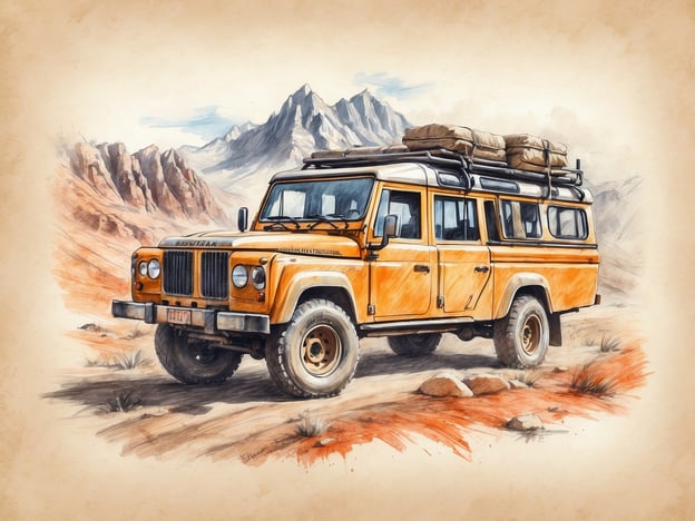 Auf dem Bild ist ein gelber Geländewagen zu sehen, der in einer Wüsten- oder Berglandschaft steht. Diese Art von Fahrzeug eignet sich hervorragend für Outdoor-Aktivitäten wie Camping, Offroad-Fahren und Abenteuertouren.Freizeitmöglichkeiten, die man mit einem solchen Auto genießen kann, sind:1. **Camping**: Das Fahrzeug bietet Platz für Campingausrüstung und kann auf abgelegene Campingplätze fahren.2. **Wandertouren**: Von diesem Punkt aus können Wanderungen in die umliegenden Berge oder durch die Wüste unternommen werden.3. **Fotografie**: Die beeindruckende Landschaft lädt zu Fotografie-Abenteuern ein.4. **Offroad-Abenteuer**: Das Fahren abseits der Straßen ermöglicht spannende Erkundungstouren.5. **Naturerkundung**: Man kann verschiedene Landschaften und das Wildleben beobachten.Egal, ob allein oder mit Freunden, solche Aktivitäten bieten viel Spaß und Erholung in der Natur.