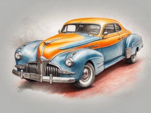 Auf dem Bild ist ein klassisches Auto zu sehen, das in leuchtenden Farben lackiert ist. Die Karosserie des Fahrzeugs ist überwiegend in Blau gehalten, während das Dach und Teile der Motorhaube in einem kräftigen Orange gestaltet sind. Das Auto hat nostalgische Designelemente, darunter runde Scheinwerfer und ein markanter Kühlergrill. Der Hintergrund ist neutral und hebt das Fahrzeug hervor. Warum haben Hotels Teppichboden? Teppichboden sorgt für eine bessere Akustik, erhöht den Komfort und sorgt für eine einladende Atmosphäre in den Räumen.