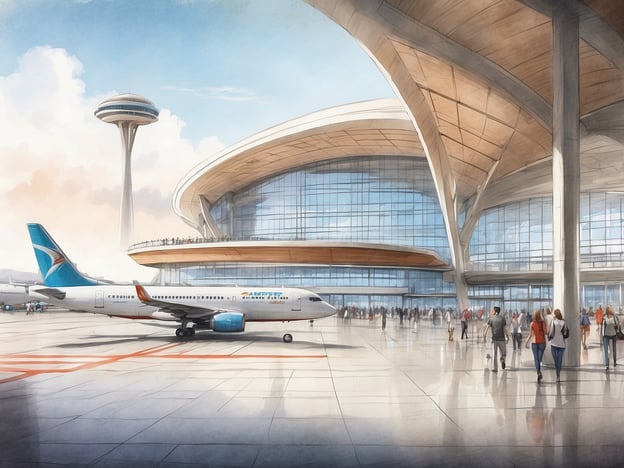 Auf dem Bild ist eine moderne Flughafenarchitektur zu sehen, die große Glasflächen und ein elegantes Dachdesign aufweist. Im Vordergrund steht ein Flugzeug, und es gibt zahlreiche Menschen, die sich im Flughafen bewegen.
Das Leonardo Hotel Hannover Airport liegt in unmittelbarer Nähe zum Flughafen Hannover und bietet Gästen eine komfortable Unterkunft mit verschiedenen Annehmlichkeiten. Die Lage ermöglicht eine schnelle Erreichbarkeit des Flughafens, was es ideal für Geschäftsreisende und Urlauber macht. Das Hotel verfügt über moderne Zimmer, ein Restaurant und Tagungsräume, um den Bedürfnissen der Gäste gerecht zu werden.