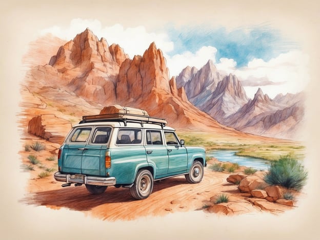 Auf dem Bild ist ein klassisches Auto in einer malerischen Landschaft zu sehen. Diese Kulisse bietet zahlreiche Freizeitangebote und Aktivitäten, wie zum Beispiel:
1. **Wandern** – Die umliegenden Berge laden zu ausgedehnten Wanderungen ein.
2. **Camping** – Das Auto könnte als Basis für einen Campingtrip dienen, um die Natur zu erleben.
3. **Fotografie** – Die beeindruckende Landschaft eignet sich hervorragend für Landschaftsfotografie.
4. **Fischen** – Der nahegelegene Fluss bietet Möglichkeiten zum Angeln.
5. **Offroad-Fahren** – Die Umgebung ist ideal für Abenteuer mit Geländewagen.
Diese Aktivitäten fördern die Erkundung der Natur und das Genießen der frischen Luft.