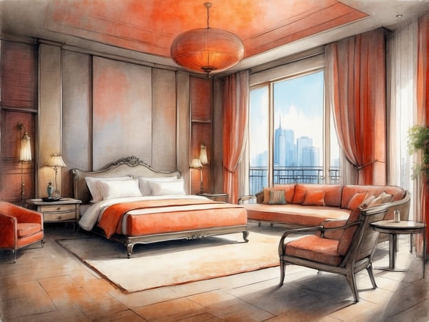 Auf dem Bild ist ein elegantes Zimmer mit einem großen Bett und einem komfortablen Sitzbereich zu sehen. Die Einrichtung enthält stilvolle Möbel, darunter ein Sofa und Sessel in warmen Farbtönen, sowie eine angenehme Beleuchtung.
Im Leonardo Hotel Verona bieten die Zimmer großzügige und moderne Annehmlichkeiten wie kostenloses WLAN, Klimaanlage, und Minibar. Es gibt auch einen Schreibtisch für Geschäftsreisende und ein modernes Badezimmer mit hochwertigen Pflegeprodukten. Die großen Fenster sorgen für viel Tageslicht und einen schönen Ausblick. Das Hotel verbindet Komfort mit einem stilvollen Ambiente, was es zu einem idealen Ort für Aufenthalte in Verona macht.