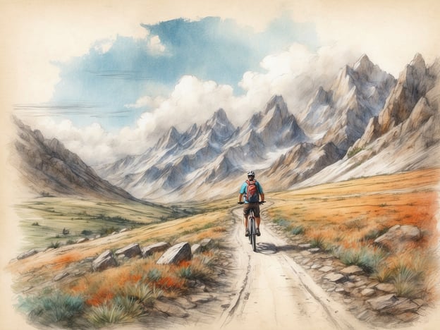Auf dem Bild ist ein Mountainbiker zu sehen, der einen schmalen Weg durch eine beeindruckende Berglandschaft fährt. Die Umgebung lädt zu verschiedenen Freizeitaktivitäten ein, wie zum Beispiel:
- **Wandern**: Die malerischen Berge und Täler bieten zahlreiche Wanderwege für unterschiedliche Schwierigkeitsgrade.
- **Naturbeobachtungen**: Die vielfältige Flora und Fauna in der Region eignet sich gut für Vogelbeobachtungen oder Botanik.
- **Fotografie**: Die beeindruckenden Landschaften bieten tolle Motive für Naturfotografie.
- **Camping**: In der Nähe der Berge können sich zahlreiche Campingplätze befinden, ideal für Abenteuer in der Natur.
- **Klettern**: Die felsigen Strukturen laden auch Kletterer ein, die Herausforderungen der Berge zu meistern.
Diese Aktivitäten machen die Landschaft besonders attraktiv für Naturliebhaber und Sportbegeisterte.