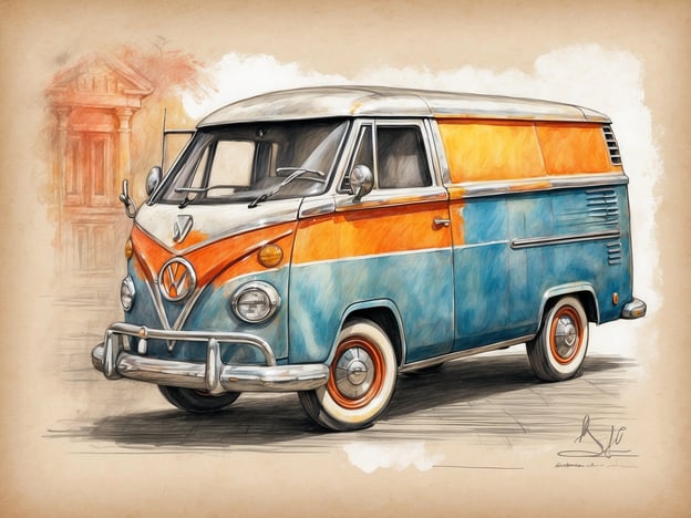 Auf dem Bild ist eine künstlerische Darstellung eines klassischen Volkswagen-Campers zu sehen, auch bekannt als VW Bulli. Dieses Fahrzeug ist in orange und blau gestaltet und hat einen nostalgischen Charme.
In Bezug auf Service und Kundenbewertungen könnte man erwähnen, dass viele Nutzer die Zuverlässigkeit und den besonderen Charakter dieser Fahrzeuge schätzen. Kunden loben häufig den geräumigen Innenraum und die Vielseitigkeit, die es ermöglichen, sowohl für Reisen als auch für Camping genutzt zu werden.
Zusammenfassend wird der VW Bulli von vielen als ideales Fahrzeug für Abenteurer und Camper gesehen, und die positiven Bewertungen spiegeln die Begeisterung und Loyalität gegenüber diesem Kultauto wider.