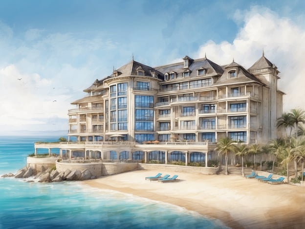 Auf dem Bild ist ein malerisches Hotelgebäude zu sehen, das direkt am Meer liegt, umgeben von Palmen und einem schönen Strand. Es scheint eine luxuriöse Architektur mit großen Fenstern zu haben, die einen Blick auf das Wasser bieten.
### Überblick über das Leonardo Suites Hotel Ibiza Santa Eulalia:
Das Leonardo Suites Hotel Ibiza in Santa Eulalia ist ein elegantes Hotel, das ideal für Urlauber ist, die entspannen und das mediterrane Flair genießen möchten. Das Hotel bietet erstklassige Annehmlichkeiten, darunter:
- **Unterkünfte**: Komfortable Suiten mit modernen Einrichtungen und oft einem Balkon mit Meerblick.
- **Lage**: Direkt an der Küste, nur wenige Schritte vom Strand entfernt, perfekt für Sonnenliebhaber.
- **Wellness-Angebote**: Spa-Bereich, Fitnessstudio und Pools zur Entspannung.
- **Gastronomie**: Restaurants und Bars mit einer Auswahl an lokalen und internationalen Gerichten.
- **Aktivitäten**: Zugang zu Wassersportarten, Ausflügen und hoteleigenen Veranstaltungen.
Das Hotel verspricht einen hochwertigen Service und eine entspannte Atmosphäre, wodurch es eine beliebte Wahl für Reisende ist.