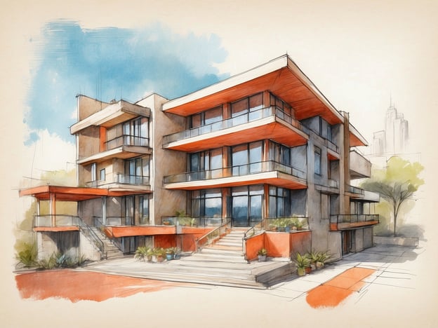 Das Bild zeigt eine stilisierte Zeichnung eines modernen Gebäudes mit Balkonen und einer ansprechenden Architektur. Es gibt verschiedene Ebenen, große Fenster und eine Terrasse, die eine einladende Atmosphäre vermittelt.
Das Leonardo Hotel Edinburgh City ist bekannt für seine zentrale Lage in Edinburgh und bietet Gästen eine komfortable Unterkunft. Es verfügt über moderne Zimmer, ein Restaurant, Tagungsräume und Möglichkeiten zur Entspannung. Die Umgebung bietet eine Vielzahl von Sehenswürdigkeiten und Aktivitäten, die leicht zu Fuß erreichbar sind, was es zu einem idealen Ausgangspunkt für Touristen macht.