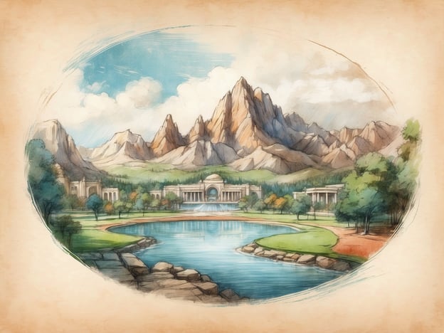 Auf dem Bild ist eine malerische Landschaft abgebildet, die von hohen Bergen und üppigen Grünflächen umgeben ist. Im Vordergrund fließt ein ruhiger See, der von Bäumen und gepflegten Gartenanlagen gesäumt wird. An den Ufern des Sees erkennt man mehrere architektonische Strukturen, die möglicherweise Teil eines Hotels oder einer anderen Unterkunft sind.
Die Lage des Hotels scheint ideal zu sein, da es inmitten einer beeindruckenden Naturkulisse liegt, die sowohl Berge als auch Wasser umfasst. Diese Umgebung bietet eine friedliche und erholsame Atmosphäre, ideal für Erholungssuchende und Naturliebhaber.