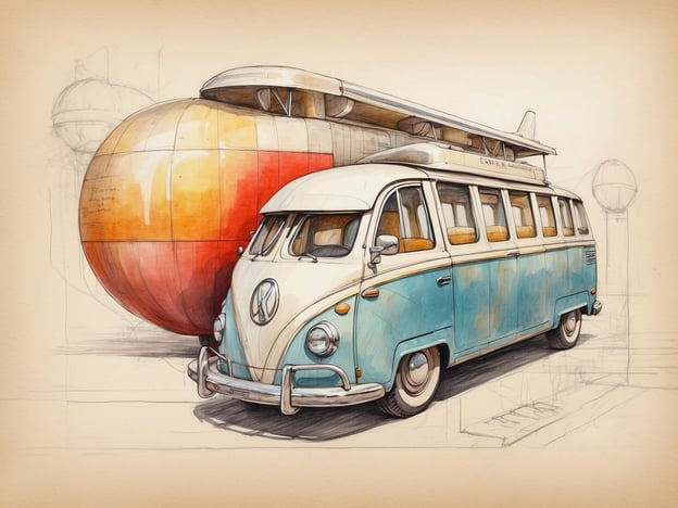 Auf dem Bild ist ein nostalgischer Oldtimer-Bus zu sehen, der im typischen Volkswagen-Stil gehalten ist. Der Bus hat eine türkisfarbene Lackierung und eine klassische Form, die an die 1960er Jahre erinnert. Hinter dem Bus steht eine große, ovale Struktur mit lebendigen Farben, die einem futuristischen Design ähnelt.
In der Geschichte des Leonardo Hotels spiegelt sich der Wandel von traditioneller Gastfreundschaft hin zu modernen Konzepten wider. So könnte man sich vorstellen, dass solch ein Oldtimer-Bus einst Gäste zu einem der ersten Leonardo Hotels transportiert hat, während die futuristische Struktur im Hintergrund für den innovativen Geist der aktuellen Hotelkette steht. Leonardo Hotels sind bekannt dafür, Tradition mit modernem Design und Komfort zu verbinden, was perfekt zu den Elementen des Bildes passt.