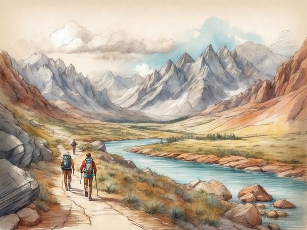 Auf dem Bild sind Wanderer auf einem Pfad in einer Gebirgslandschaft zu sehen. Das Szenario deutet auf eine schöne Naturumgebung mit Bergen und einem Fluss hin.
In der Nähe könnten verschiedene Freizeitaktivitäten stattfinden, wie zum Beispiel:
1. **Wandern**: Verschiedene Wanderwege für alle Schwierigkeitsgrade.
2. **Radfahren**: Mountainbiking auf markierten Trails.
3. **Fotografie**: Die beeindruckende Landschaft eignet sich hervorragend für Naturfotografie.
4. **Picknicken**: An malerischen Plätzen entlang des Flusses oder auf Wiesen.
5. **Vogelbeobachtung**: In der ruhigen Umgebung kann man viele Vogelarten entdecken.
6. **Fischen**: Wenn der Fluss fischreich ist, könnte Angeln eine entspannende Aktivität sein.
Die Umgebung bietet viele Möglichkeiten, die Natur zu genießen.