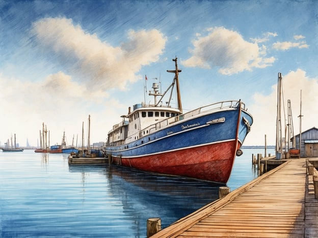 Auf dem Bild ist ein malerischer Hafen zu sehen, mit einem großen, farbenfrohen Schiff, das am Steg liegt. Solche Szenen sind typisch für Warnemünde, einem Küstenort an der Ostsee, der für seine maritime Tradition bekannt ist.Die Geschichte von Warnemünde ist geprägt von der Schiffahrt, Fischertraditionen und dem Ausbau des Hafens, der schon im Mittelalter begann. Dieser Ort diente lange Zeit als wichtiger Handels- und Fischereihafen. Die Schönheit der Küstenlandschaft und die charmante Hafenkultur ziehen heute viele Touristen an, die das maritime Flair genießen möchten. Das Bild spiegelt diese maritime Atmosphäre wider und erinnert an die historische Bedeutung des Schiffsverkehrs in dieser Region.