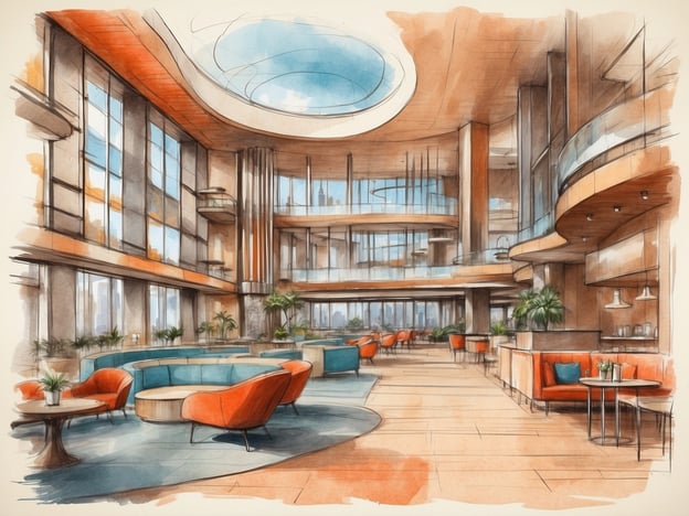 Auf dem Bild ist eine stilisierte Darstellung eines modernen Hotel-Lobbys zu sehen. Es wirkt hell und einladend, mit großen Fenstern und modernen Möbeln in sanften Farben.
Einige einzigartige Annehmlichkeiten des Leonardo Hotels könnten sein:
1. **Individuelle Gestaltung**: Jedes Hotel ist einzigartig gestaltet, um eine angenehme Atmosphäre zu schaffen.
2. **Zentrale Lage**: Leonardo Hotels befinden sich oft in der Nähe von wichtigsten Attraktionen und Verkehrsanbindungen.
3. **Moderne Konferenzräume**: Ideal für Geschäftstreffen und Events.
4. **Wellness-Angebote**: Fitnessbereiche und Spa-Services für Entspannung und Erholung.
5. **Gastronomie**: Vielfältige Restaurants und Bars, die lokale und internationale Küche anbieten.
Diese Annehmlichkeiten machen den Aufenthalt in einem Leonardo Hotel besonders komfortabel und ansprechend.