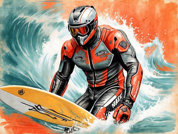 Auf dem Bild ist ein Surfer zu sehen, der eine Welle reitet. Seine Ausrüstung, einschließlich des Neoprenanzugs und des Surfbretts, spielt eine entscheidende Rolle für seine Sicherheit und Leistung im Wasser.Für die Pflege und Wartung der Ausrüstung ist es wichtig, nach dem Surfen den Neoprenanzug gründlich mit frischem Wasser abzuspülen, um Salz und Sand zu entfernen. Das Surfbrett sollte auf Beschädigungen überprüft und ebenfalls gereinigt werden. Eine regelmäßige Wartung sorgt dafür, dass die Ausrüstung in gutem Zustand bleibt und die Sicherheit beim Surfen gewährleistet ist.