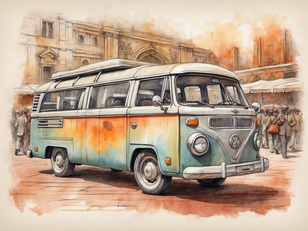 Auf dem Bild ist ein farbenfroher Volkswagen Transporter (Bulli) zu sehen, der in einer lebhaften Umgebung steht. Der Gardasee ist bekannt für seine pittoresken Dörfer, wunderschönen Landschaften und kulturellen Highlights.
Ein solcher Ort könnte beispielsweise Sirmione sein, bekannt für die antiken Ruinen der Scaligerburg und die beeindruckenden Thermalquellen. Auch die lebhaften Märkte und die malerischen Altstadtgassen laden zum Flanieren ein und könnten eine ultimative Kulisse für dieses nostalgische Fahrzeug bieten. Darüber hinaus könnte der Transporter an einem Festival oder einer Veranstaltung teilnehmen, die die lokale Kultur und Gastronomie feiert.