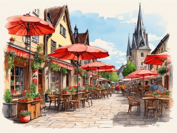 Auf dem Bild sieht man eine malerische Straße mit Cafés und Restaurants, die von bunten Marktständen und blühenden Pflanzen gesäumt ist. Die roten Sonnenschirme verleihen dem Ort eine einladende Atmosphäre, die typisch für die charmante Gemeinde Keitum auf Sylt ist.Keitum ist bekannt für seine historisch erhaltenen Friesenhäuser und die idyllische Umgebung. Die Kultur und Traditionen dort umfassen das Feiern von regionalen Festen, wie den Biikebrennen, und die Pflege von Brauchtum, was durch die rustikale Architektur und die gemütlichen Plätze in der Gemeinde zum Ausdruck kommt.Die Menschen genießen oft die Natur und die entspannte Atmosphäre, was zu einem starken Gemeinschaftsgefühl beiträgt. Solche Plätze laden nicht nur Touristen ein, sondern fördern auch den Austausch zwischen Einheimischen.