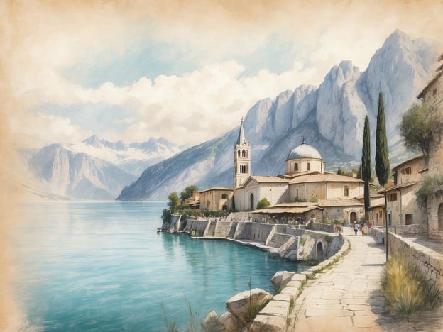 Auf dem Bild sind malerische Landschaften zu sehen, die an Tignale am Gardasee erinnern. Die herrlichen Berge im Hintergrund bieten ausgezeichnete Möglichkeiten zum Wandern und bietet beeindruckende Ausblicke auf den See.
In Tignale kann man auch die wunderschöne Kirche San Giovanni Battista besichtigen, die vielleicht im Bild angedeutet ist. Entlang der Uferpromenade kann man entspannen und die Landschaft genießen, während sich Möglichkeiten zum Radfahren und Wassersport in der Umgebung bieten. Zudem lädt das charmante Dorf Tignale mit seinen kleinen Geschäften und gastronomischen Angeboten zum Verweilen ein.