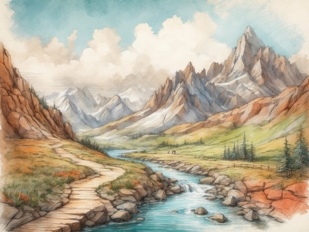 Auf dem Bild ist eine malerische Naturlandschaft mit Bergen, einem Weg, einem Fluss und grünen Wiesen zu sehen. In der Nähe eines solchen Hotels bieten sich verschiedene Freizeitaktivitäten an, wie zum Beispiel:1. **Wanderungen**: Es gibt zahlreiche Wanderwege für verschiedene Schwierigkeitsgrade, die dazu einladen, die Umgebung zu erkunden.2. **Radfahren**: Mountainbiking oder gemütliche Fahrradtouren entlang des Flusses sind sehr beliebt.3. **Angeln**: Der Fluss könnte gute Angelmöglichkeiten bieten, ideal für Angelfreunde.4. **Fotografie**: Die beeindruckende Landschaft ist perfekt für Naturliebhaber und Fotografen.5. **Picknicken**: An malerischen Plätzen kann man gut entspannen und die Natur genießen.Diese Aktivitäten wären eine tolle Ergänzung zu einem Aufenthalt in der Nähe dieser schönen Landschaft.
