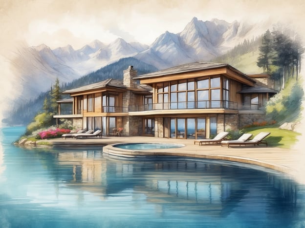 Auf dem Bild ist ein modernes, elegantes Gebäude zu sehen, das sich am Ufer eines klaren Sees befindet. Es hat große Fenster und eine Terrasse mit Liegen, umgeben von grüner Vegetation und bunten Blumen, sowie einer runden Poollandschaft.Die Copthorne Lakeview Executive Apartments bieten eine luxuriöse Unterkunft in einer malerischen Umgebung, ideal für Geschäftsreisende und Urlauber. Die Apartments sind geräumig, gut ausgestattet und verfügen über wunderschöne Ausblicke auf den See und die umliegenden Berge. Die Lage ermöglicht zahlreiche Freizeitaktivitäten, darunter Wassersport, Wandern und Erholung in der Natur. Gästekomfort und erstklassige Annehmlichkeiten stehen im Vordergrund des Angebots.