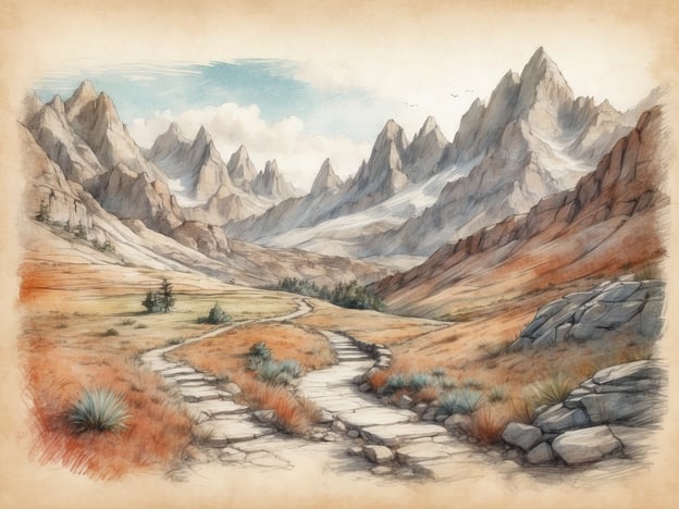 Auf dem Bild sind majestätische Berge und eine kurvenreiche Weglandschaft zu sehen, die von sanften Hügeln und farbenfroher Vegetation umgeben ist. Solch eine Szenerie lädt zu verschiedenen Freizeitaktivitäten ein, wie Wandern oder Trekking. In der Nähe könnten sich malerische Wanderwege befinden, die atemberaubende Ausblicke bieten, sowie Picknickplätze, die zum Entspannen einladen.Zudem könnte die Region zahlreiche Sehenswürdigkeiten bieten, darunter Aussichtspunkte mit spektakulären Panoramen oder kleine Seen, die ein perfektes Ziel für Tagesausflüge sind. Veranstaltungen wie geführte Wanderungen könnten ebenfalls angeboten werden, um die Schönheit der Natur hautnah zu erleben.