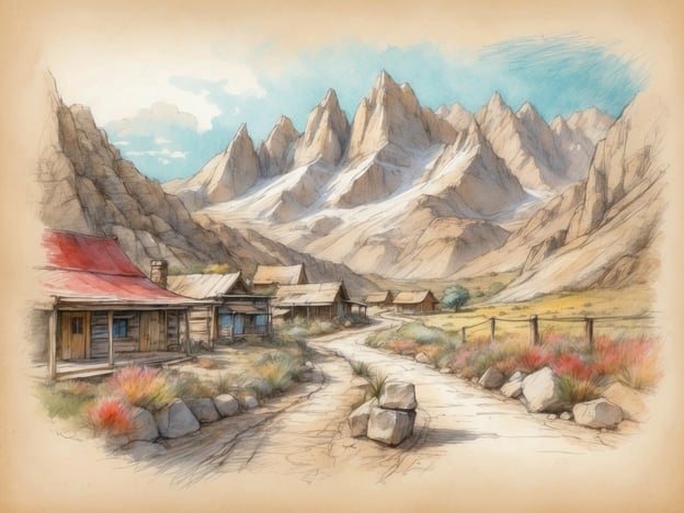 Auf dem Bild sind alte, rustikale Hütten in einer bergigen Landschaft zu sehen. Die majestätischen Berge im Hintergrund und die sanfte, wüstenartige Umgebung schaffen eine malerische Kulisse. Diese Art von Umgebung könnte sich in der Nähe eines Hotels befinden, das Aktivitäten wie Wandern, Bergsteigen und Naturerkundungen anbietet.Besucher könnten die atemberaubenden Ausblicke auf die Berge genießen, während sie Wanderungen auf gut markierten Wegen unternehmen. Es gibt möglicherweise auch Möglichkeiten für Fototouren, bei denen die eindrucksvolle Natur festgehalten werden kann. Außerdem könnte die Region interessante kulturelle Sehenswürdigkeiten haben, wie etwa alte Bergbauerngemeinden oder lokale Märkte, die traditionelle Handwerkskunst anbieten. Die Naturlandschaft könnte ideal für ruhige Spaziergänge oder Picknicks sein, um die friedliche Atmosphäre zu erleben.