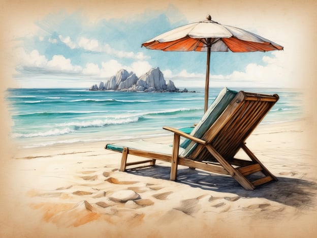 Auf dem Bild ist ein schöner Strand mit einem Liegestuhl und einem Sonnenschirm zu sehen. Diese Szenerie bietet zahlreiche Freizeitmöglichkeiten, wie zum Beispiel:1. **Sonnenbaden**: Entspannen auf dem Liegestuhl und die Sonne genießen.2. **Schwimmen**: Im Meer schwimmen und sich abkühlen.3. **Strandspaziergänge**: Am Strand entlangspazieren und dabei die Aussicht genießen.4. **Sandburgen bauen**: Kreativ werden und mit Sand spielen.5. **Lesen**: Ein gutes Buch mitnehmen und entspannen.6. **Picknicken**: Snacks und Getränke mitbringen und am Strand picknicken.Es ist der perfekte Ort für Erholung und Spaß!