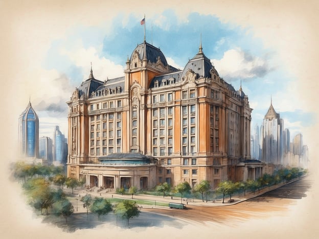 Auf dem Bild ist ein beeindruckendes, historisches Gebäude zu sehen, das möglicherweise an die Makkah Millennium Towers erinnert. Diese Türme, die in der Nähe der heiligen Stadt Mekka erbaut wurden, zeichnen sich durch ihre moderne Architektur und luxuriösen Annehmlichkeiten aus. Die Makkah Millennium Towers sind ein bedeutendes Projekt, das den Besucherströmen zur Pilgerfahrt nach Mekka dient und den Komfort sowie die Annehmlichkeit für Pilger und Reisende erhöht.Das abgebildete Gebäude hat ansprechende architektonische Merkmale, die sowohl traditionelle als auch moderne Elemente kombinieren, ähnlich wie die Makkah Millennium Towers, die ebenfalls darauf abzielen, einen repräsentativen und einladenden Charakter zu vermitteln.