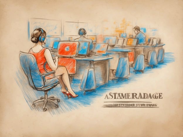 Auf dem Bild sind mehrere Personen zu sehen, die an einem Arbeitsplatz mit Computerarbeitsplätzen sitzen. Eine Frau in einem roten Kleid trägt Kopfhörer und scheint konzentriert mit ihrem Computer zu arbeiten. Der Raum hat eine moderne Atmosphäre, mit mehreren anderen Angestellten, die ebenfalls am Schreibtisch sitzen und Computer benutzen.Im Kontext von Kundenservice und Gästebewertungen könnte dieses Bild eine typische Büroumgebung eines Callcenters oder Kundensupport-Teams darstellen. Solche Szenen sind oft mit der Wichtigkeit von Kundeninteraktionen und der Beurteilung von Serviceleistungen verbunden. Positive Gästebewertungen könnten den Einsatz von engagierten Mitarbeitern hervorheben, die stets bemüht sind, den Kundenbestellungen und -anfragen schnell und effektiv nachzukommen.