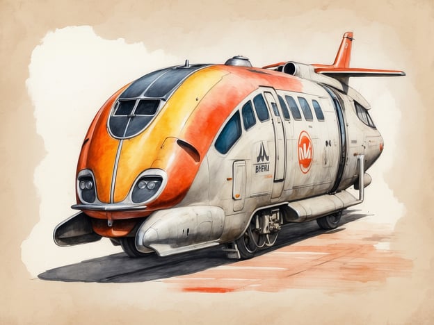 Auf dem Bild ist ein futuristisch gestaltetes Fahrzeug zu sehen, das an einen Zug oder ein Transportmittel erinnert. Es hat eine aerodynamische Form mit einer markanten Farbgebung in Orange und Grau sowie großen Fenstern. Solche Designs sind oft in Konzeptstudien für moderne Verkehrsmittel zu finden.Bezüglich des Studios M in Al Barsha: Es handelt sich um einen kreativen Raum, der auf Design, Kunst und Innovation spezialisiert ist. Das Studio fördert kreative Projekte und bietet eine Plattform für Künstler und Designer, um ihre Werke zu präsentieren und zu entwickeln. Es ist bekannt für eine inspirierende Atmosphäre und vielfältige künstlerische Angebote.